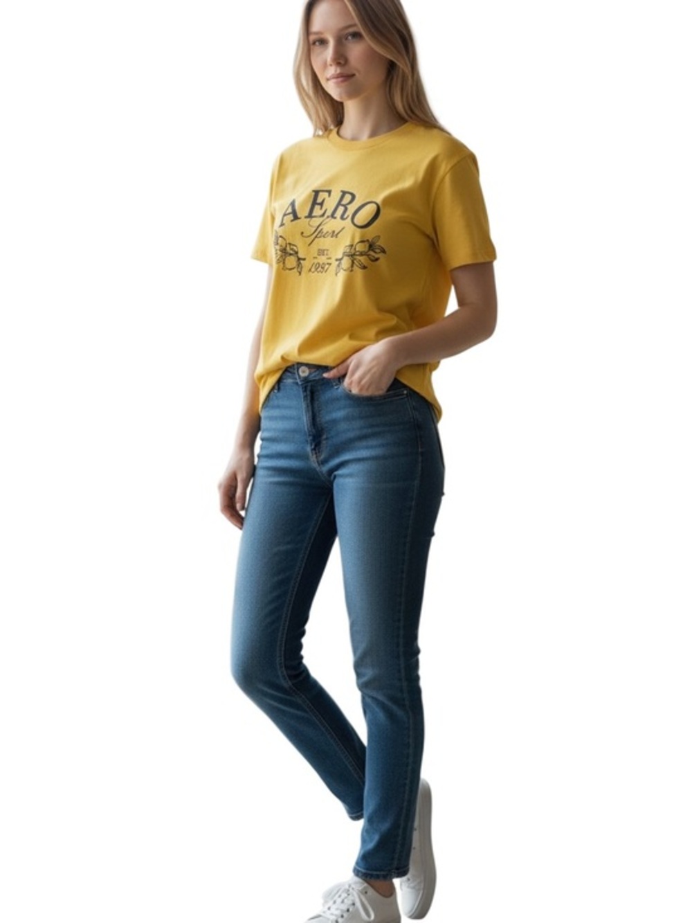Aeropostale Mustard Yellow Logo Short Sleeve Tee